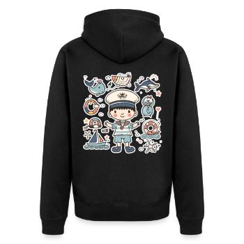 Kleiner Seemann Cartoon Look - Unisex Premium Bio Zip Hoodie - Schwarz - Hinten - Nico (187cm)