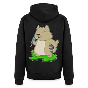 Katze Dart Dartpfeil - Unisex Premium Bio Zip Hoodie - Schwarz - Hinten - Nico (187cm)