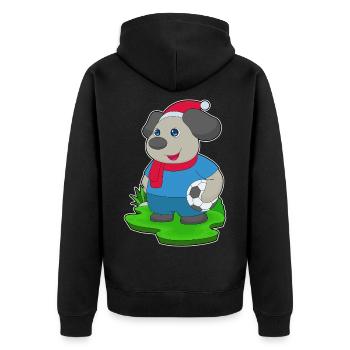 Hund Weihnachten Fußball - Unisex Premium Bio Zip Hoodie - Schwarz - Hinten - Nico (187cm)