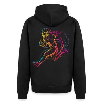 American Football Frau - Unisex Premium Bio Zip Hoodie - Schwarz - Hinten - Nico (187cm)