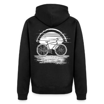 Radfahrer - Unisex Premium Bio Zip Hoodie - Schwarz - Hinten - Nico (187cm)