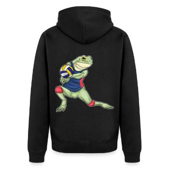 Frog Volleyball Player Volleyball - Unisex Premium Organic Zip Hoodie - black - Back - Nico (187cm)