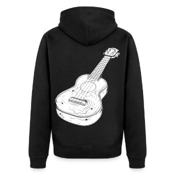 Ukulele Drawing - Unisex Premium Organic Zip Hoodie - black - Back - Nico (187cm)