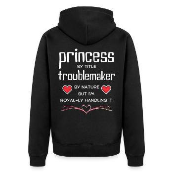 Princess TroubleMaker Tee - Unisex Premium Organic Zip Hoodie - black - Back - Nico (187cm)
