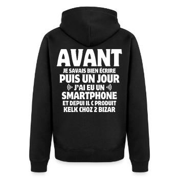 téléphone, sms, téléphone portable - Veste à capuche bio Premium Unisexe - noir - Dos - Nico (187cm)