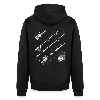 Dessin de pêche - Veste à capuche bio Premium Unisexe - noir - Dos - Nico (187cm)