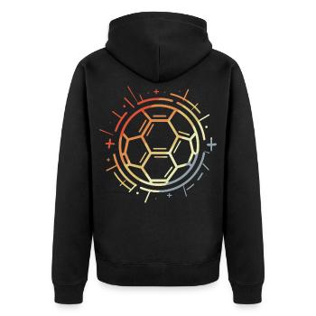 Vintage Fußball Zeichnung - Unisex Premium Bio Zip Hoodie - Schwarz - Hinten - Nico (187cm)