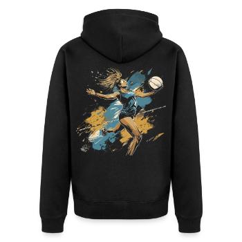 Volleyballspielerin Graffiti - Unisex Premium Bio Zip Hoodie - Schwarz - Hinten - Nico (187cm)