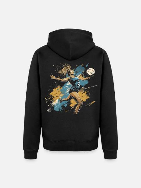 Volleyball player graffiti - Unisex Premium Organic Zip Hoodie - black