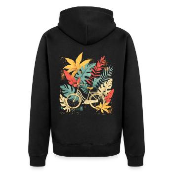 Fahrrad Cartoon Look - Unisex Premium Bio Zip Hoodie - Schwarz - Hinten - Nico (187cm)