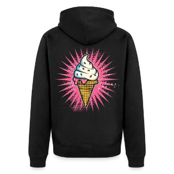 Cream Cartoon Look - Unisex Premium Organic Zip Hoodie - black - Back - Nico (187cm)