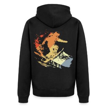 Snowboarder Grafik Vintage - Unisex Premium Bio Zip Hoodie - Schwarz - Hinten - Nico (187cm)