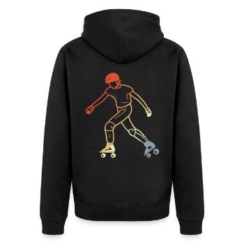 Roller Skates Vintage Look - Unisex Premium Bio Zip Hoodie - Schwarz - Hinten - Nico (187cm)