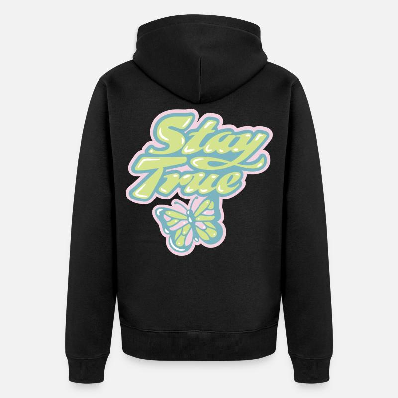 Stay True – Rétro pastel doux - Veste à capuche bio Premium Unisexe - noir