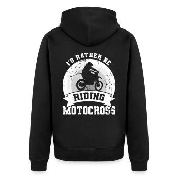 Ich würde lieber Motocross fahren - Unisex Premium Bio Zip Hoodie - Schwarz - Hinten - Nico (187cm)