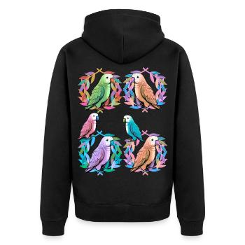 oiseau oiseaux perroquet perroquet couronne de laurier - Veste à capuche bio Premium Unisexe - noir - Dos - Nico (187cm)