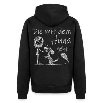 Qui va avec le chien ! - Veste à capuche bio Premium Unisexe - noir - Dos - Nico (187cm)