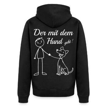 Qui va avec le chien ! - Veste à capuche bio Premium Unisexe - noir - Dos - Nico (187cm)