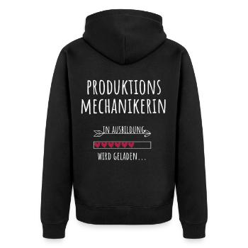 Produktionsmechanikerin Ausbildung Beruf Geschenk - Unisex Premium Bio Zip Hoodie - Schwarz - Hinten - Nico (187cm)