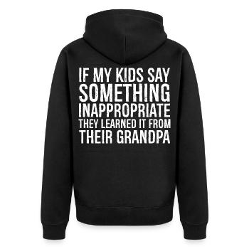 If my kids say something inappropriate, they learn - Unisex Premium Organic Zip Hoodie - black - Back - Nico (187cm)