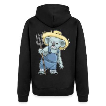 Ferme Fourche des Koalas - Veste à capuche bio Premium Unisexe - noir - Dos - Nico (187cm)