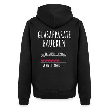 Glasapparatebauerin Ausbildung Beruf Geschenk - Unisex Premium Bio Zip Hoodie - Schwarz - Hinten - Nico (187cm)