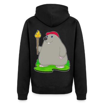 Mole Torch - Unisex Premium Organic Zip Hoodie - black - Back - Nico (187cm)