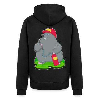 Mole Firefighter Fire Extinguisher - Unisex Premium Organic Zip Hoodie - black - Back - Nico (187cm)