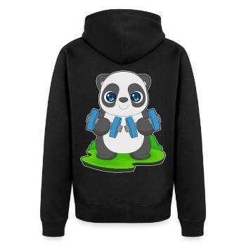Panda Bodybuilder Dumbbell Bodybuilding - Unisex Premium Organic Zip Hoodie - black - Back - Nico (187cm)
