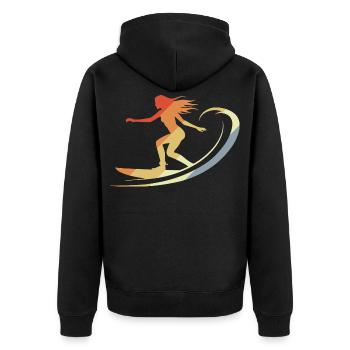 Vintage Surfer - Unisex Premium Organic Zip Hoodie - black - Back - Nico (187cm)