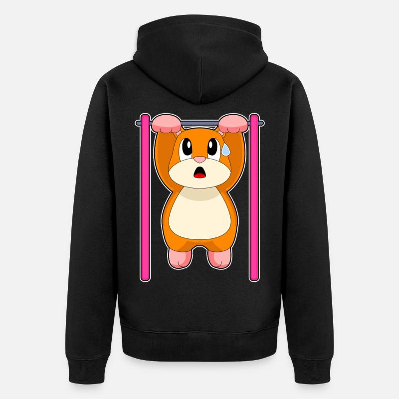 Hamster Bodybuilder Tractions Musculation - Veste à capuche bio Premium Unisexe - noir