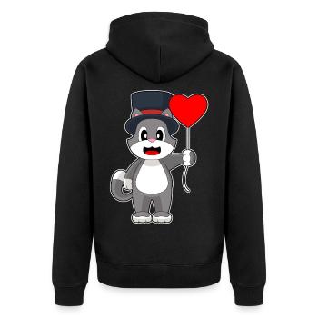 Katze Bräutigam Herz Hochzeit - Unisex Premium Bio Zip Hoodie - Schwarz - Hinten - Nico (187cm)