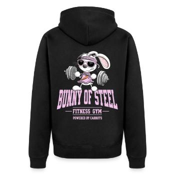Hase Fitness Kraftsport Spruch Training - Unisex Premium Bio Zip Hoodie - Schwarz - Hinten - Nico (187cm)