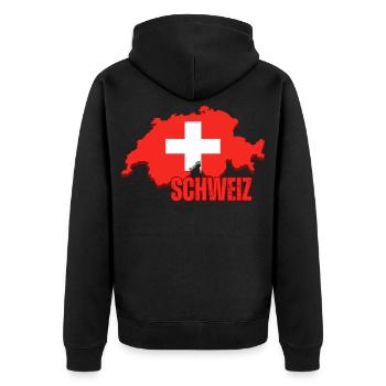 Flagge der Schweiz, Schweizer Stolz - Unisex Premium Bio Zip Hoodie - Schwarz - Hinten - Nico (187cm)
