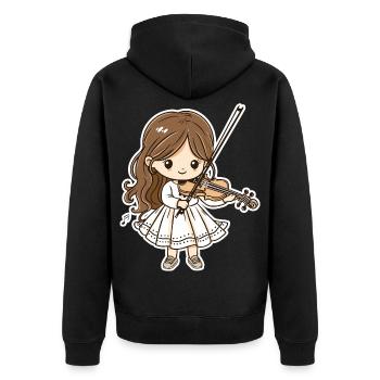 Violinistin Mädchen Cartoon - Unisex Premium Bio Zip Hoodie - Schwarz - Hinten - Nico (187cm)