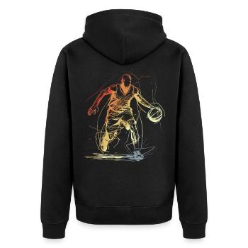 Basketballspieler Skizze - Unisex Premium Bio Zip Hoodie - Schwarz - Hinten - Nico (187cm)