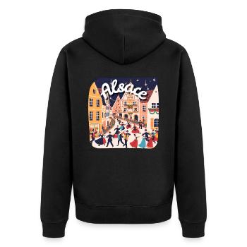 Alsace festive danse village - Veste à capuche bio Premium Unisexe - noir - Dos - Nico (187cm)