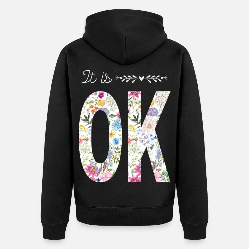 C’est OK – Design floral - Veste à capuche bio Premium Unisexe - noir