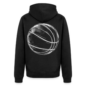 Basketball Zeichnung - Unisex Premium Bio Zip Hoodie - Schwarz - Hinten - Nico (187cm)
