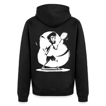 Badmintonspieler Skizze - Unisex Premium Bio Zip Hoodie - Schwarz - Hinten - Nico (187cm)