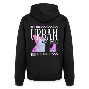 Urban Doggo – streetwear on four paws - Unisex Premium Organic Zip Hoodie - black - Back - Nico (187cm)