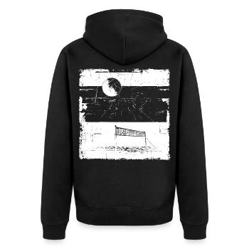Volleyball Skizze - Unisex Premium Bio Zip Hoodie - Schwarz - Hinten - Nico (187cm)