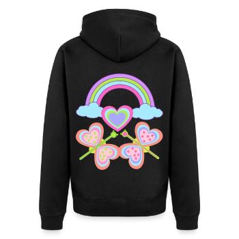 Arc-en-ciel Enfant Enfants Bébé Papillons Coeur - Veste à capuche bio Premium Unisexe - noir - Dos - Nico (187cm)