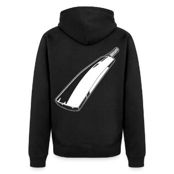 Kricketschläger Zeichnung - Unisex Premium Bio Zip Hoodie - Schwarz - Hinten - Nico (187cm)