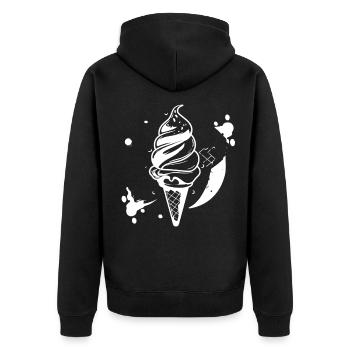 Croquis de crème glacée molle - Veste à capuche bio Premium Unisexe - noir - Dos - Nico (187cm)