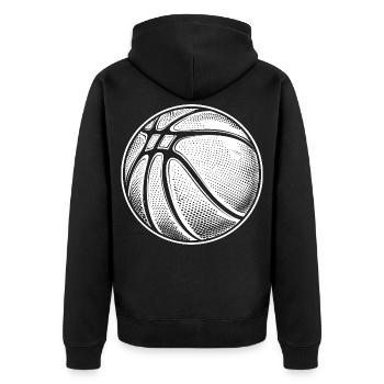 Basketball Ball Skizze - Unisex Premium Bio Zip Hoodie - Schwarz - Hinten - Nico (187cm)