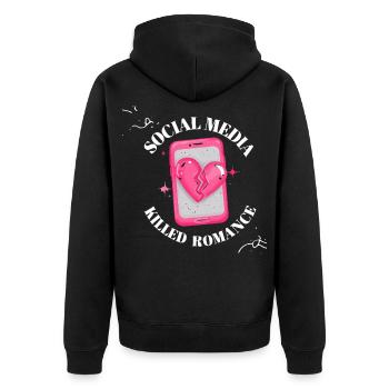 Les médias sociaux ont tué la romance - Veste à capuche bio Premium Unisexe - noir - Dos - Nico (187cm)