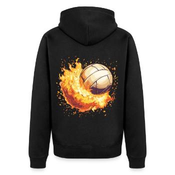 Burning Volleyball Fire - Unisex Premium Organic Zip Hoodie - black - Back - Nico (187cm)