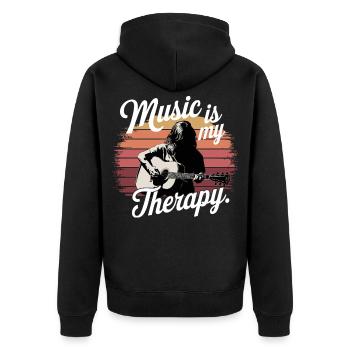 Music is My Therapy Notenschlüssel Musikfans und - Unisex Premium Bio Zip Hoodie - Schwarz - Hinten - Nico (187cm)