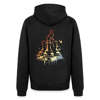 Chess Pieces Graffiti - Unisex Premium Organic Zip Hoodie - black - Back - Nico (187cm)